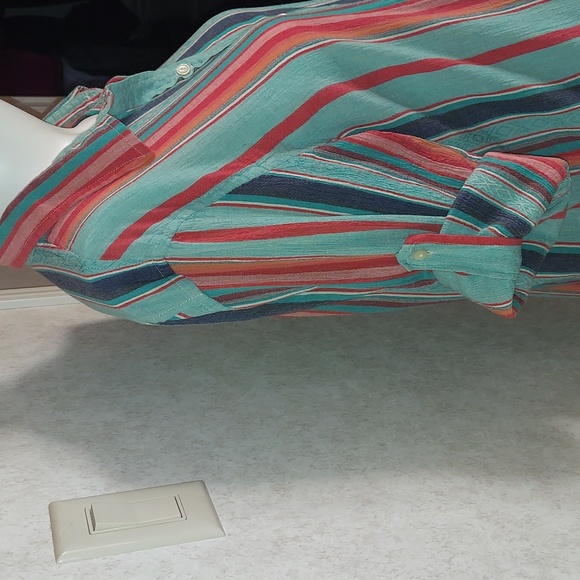 LRL Lauren Jeans Co Ralph Lauren Multi-colored Stripes Down Long-sleeves Size XL - Picture 7 of 13